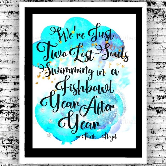 Pink Floyd "Wish You Were Here" Song Lyrics Cloudy Sky Vivid Art Print - Picture 1 of 4